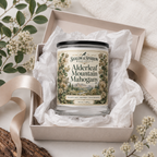 Alderleaf Mountain Mahogany candle styled as a thoughtful botanical gift